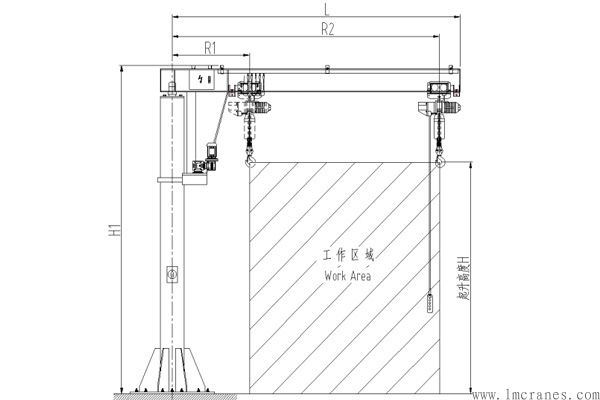 移動式懸臂吊外形尺寸圖